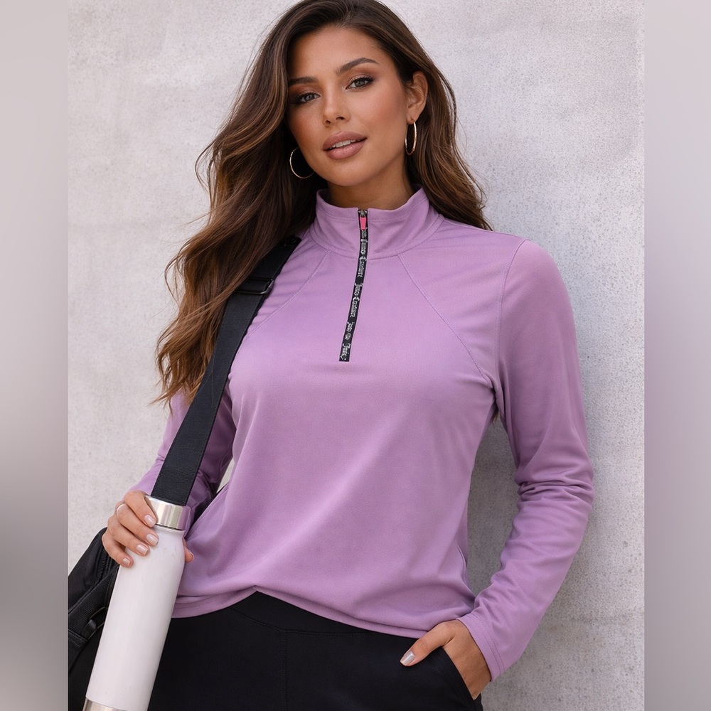 Juicy Couture Sport Women’s XXL Lavender Quarter Zip Pullover Athletic Top